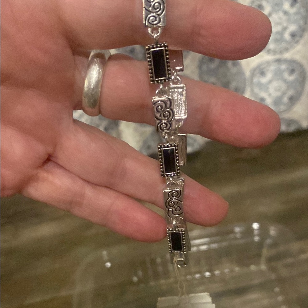 Elegant Silver and Black Bracelet